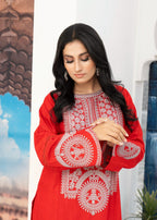Kalamkari Khaddar Embroidered Kurta Set Women 2pcs
