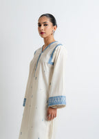 The Turkish Wear Grace Off White Embroidered Kurta Set Women 2pcs