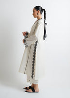 The Turkish Wear Off White Black Embroidered Women 2pcs