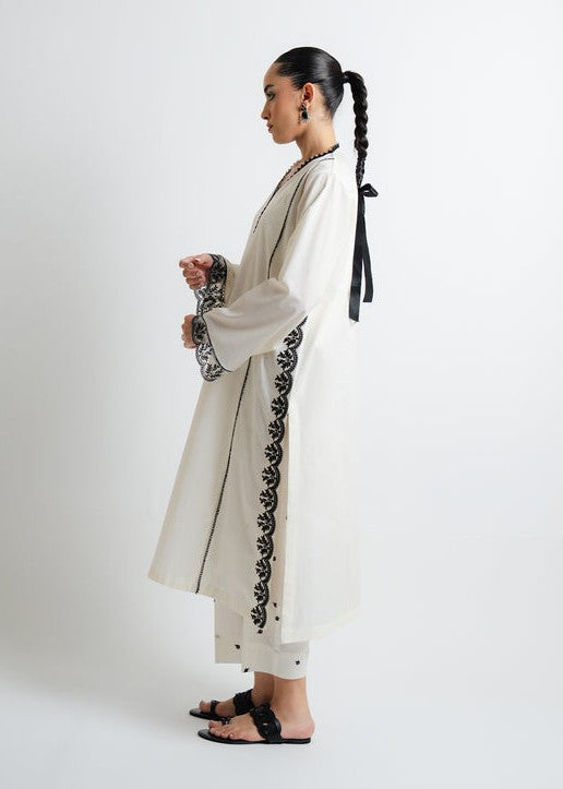 The Turkish Wear Off White Black Embroidered Women 2pcs