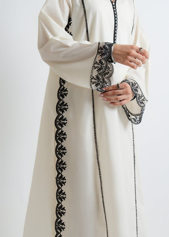 The Turkish Wear Off White Black Embroidered Women 2pcs
