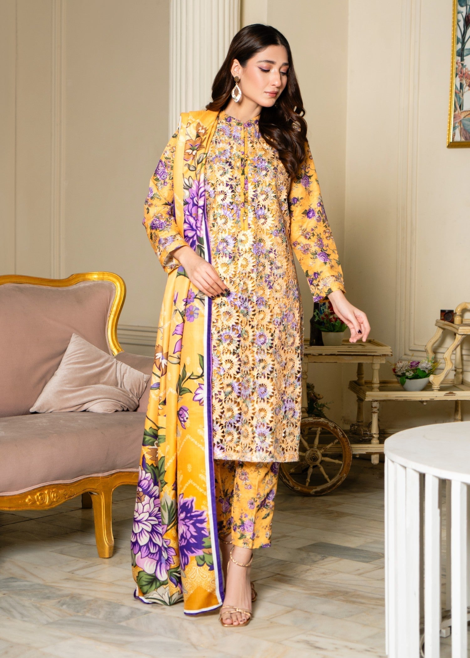 Sahibas By Mirza Kanwal Yellow Women 3pcs