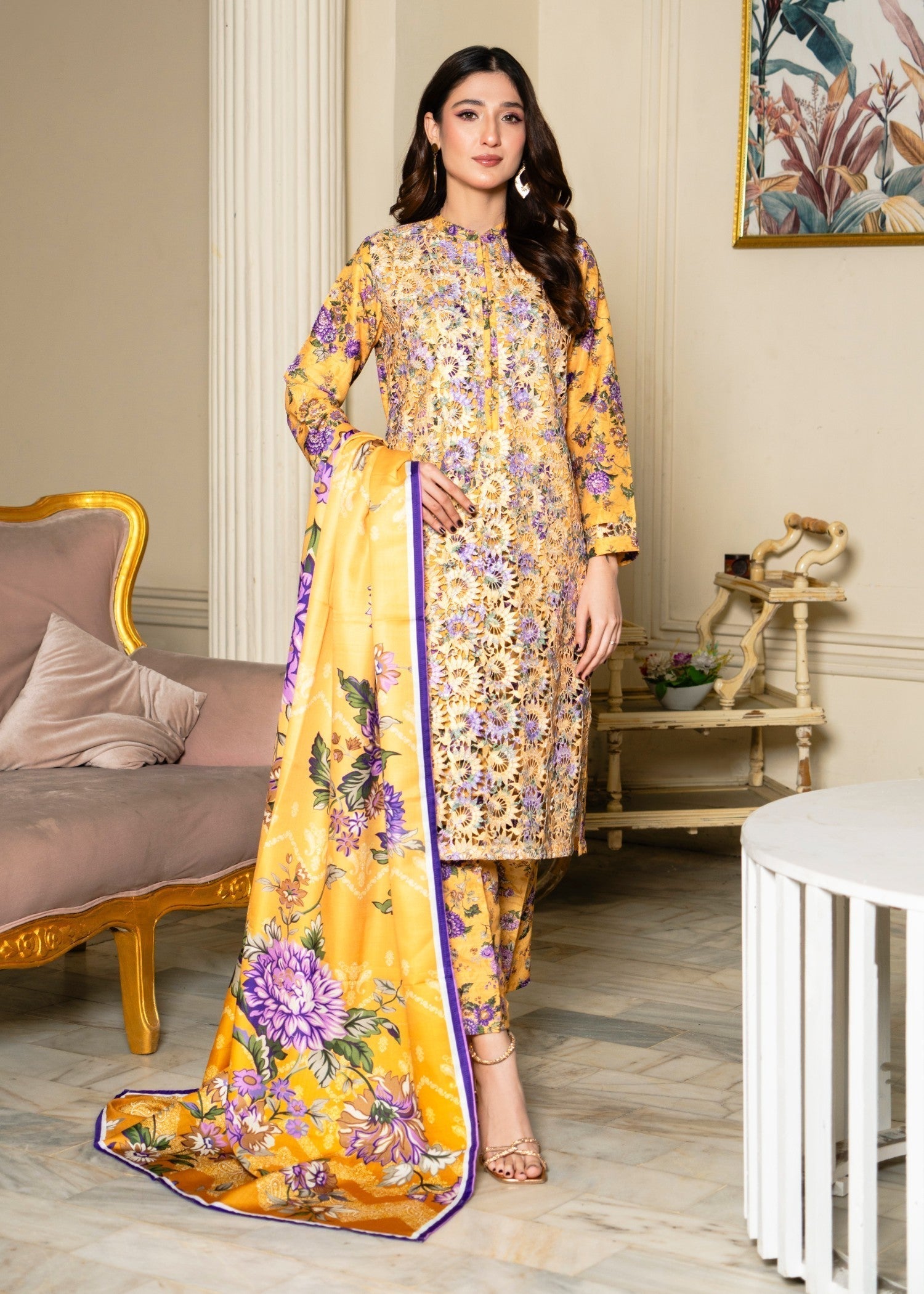 Sahibas By Mirza Kanwal Yellow Women 3pcs
