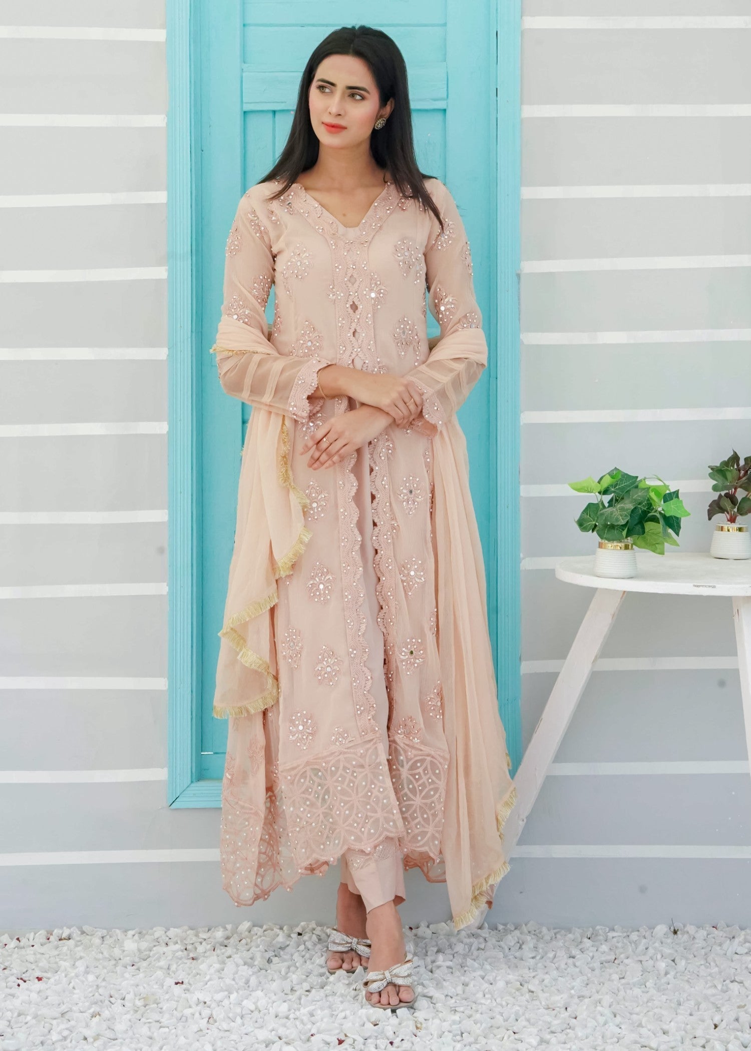 Mona Embroidery Ethereal Pearl peach Women 3pcs