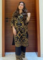 Anabya Garments Rainbow Design Black Women 2pcs