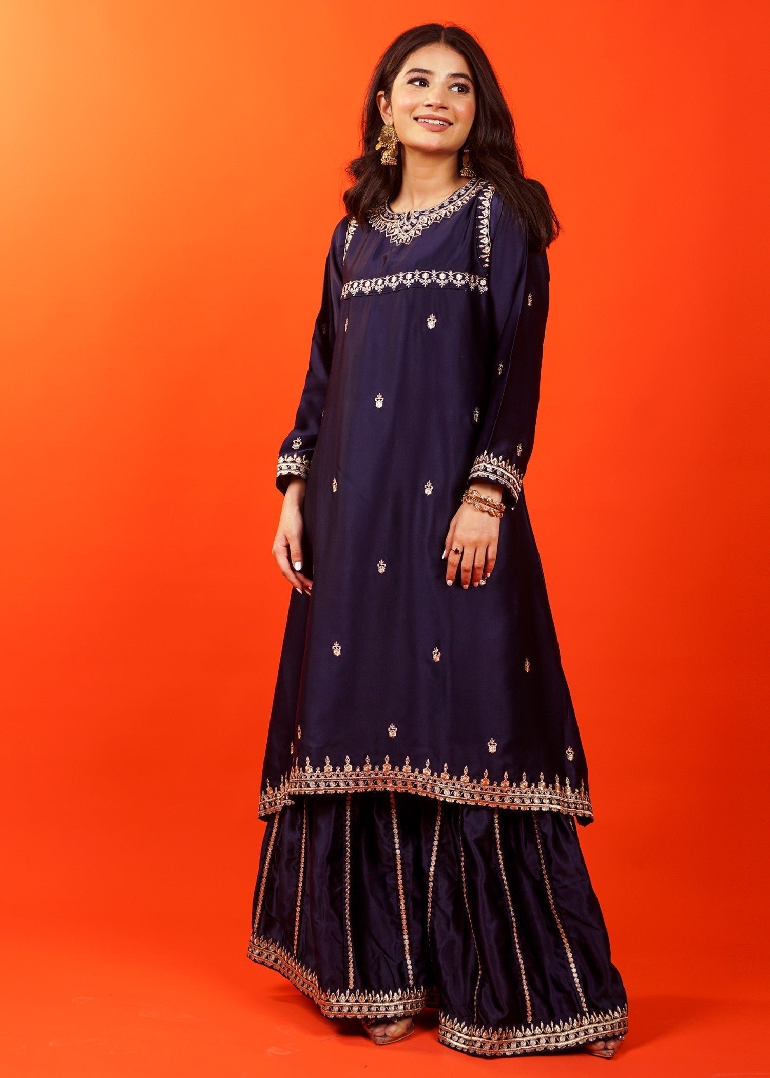 Pret Diaries Navy Embroidered Gharara Women 2pcs