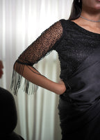 Ripret Black cutdana saree Women 2pcs