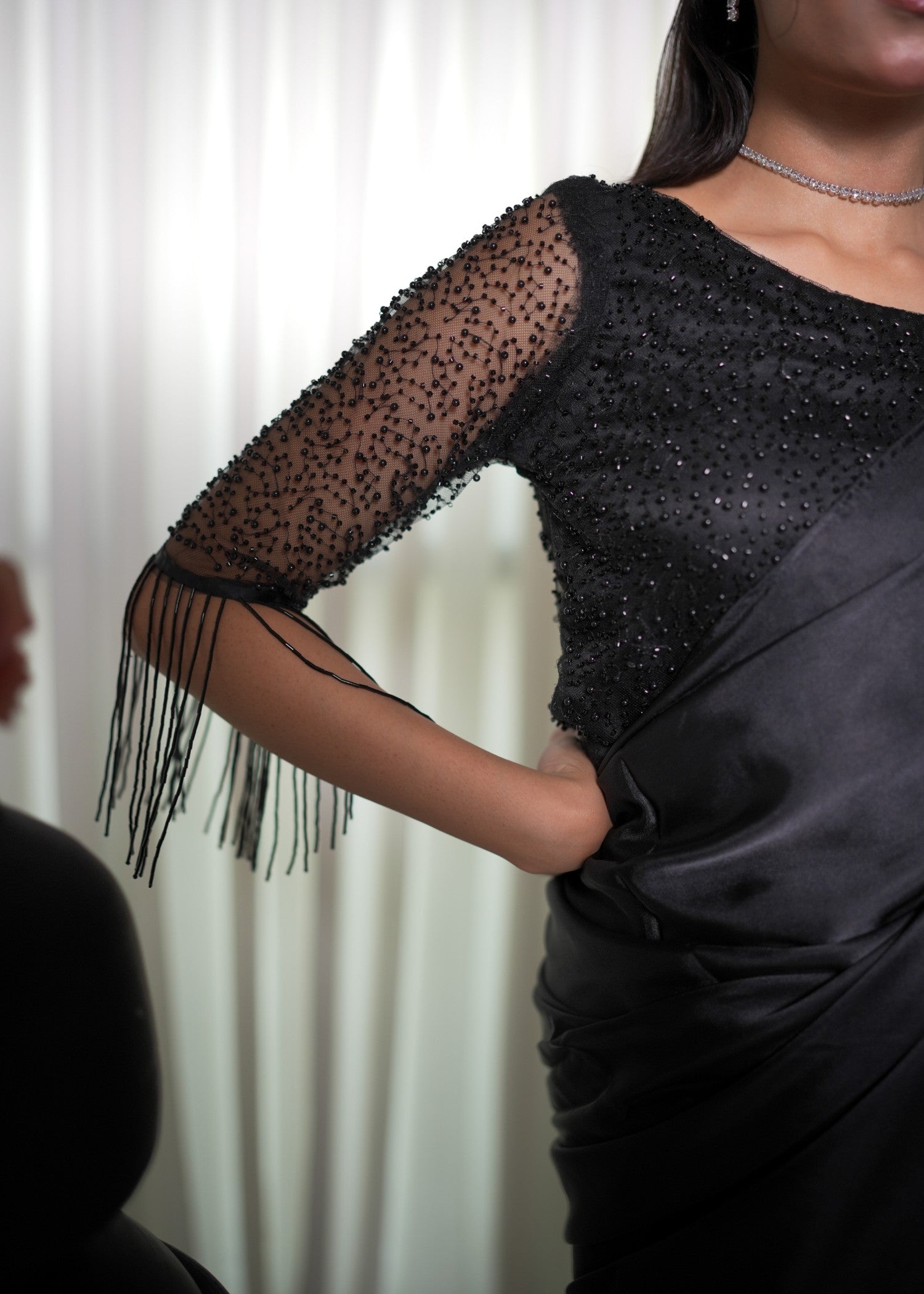 Ripret Black cutdana saree Women 2pcs