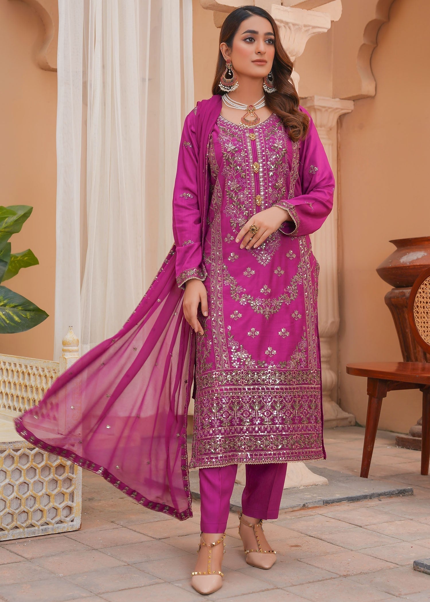 Madame Embroidered Viscose Suit 2747 Women 3pcs