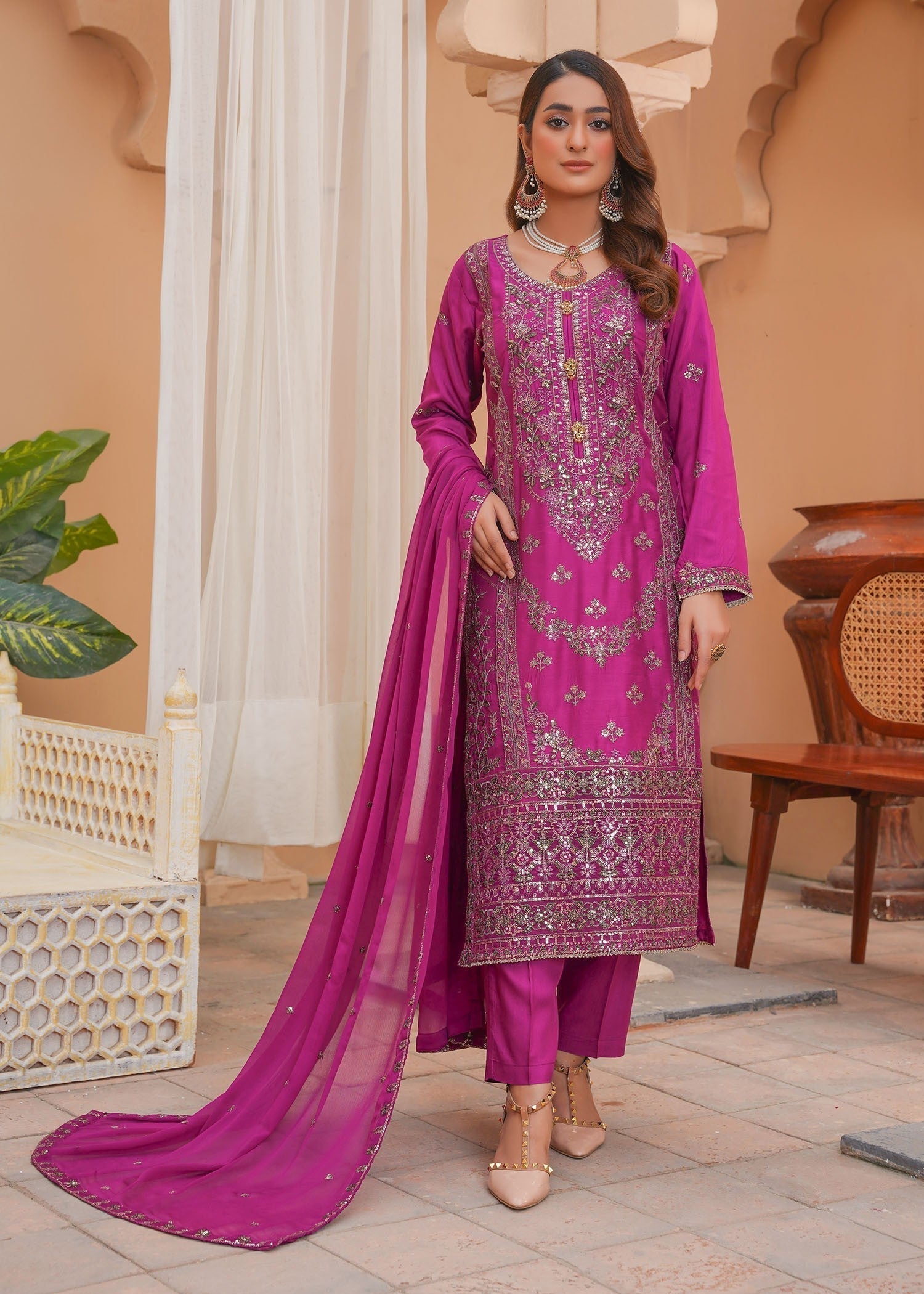 Madame Embroidered Viscose Suit 2747 Women 3pcs