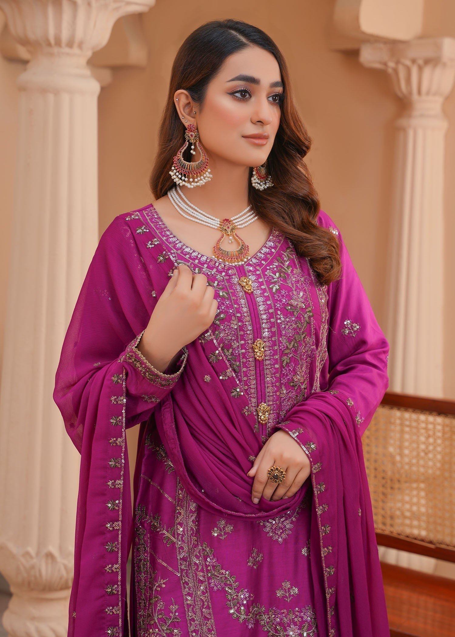 Madame Embroidered Viscose Suit 2747 Women 3pcs