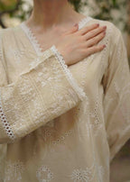 Naarj Moon Flower Cream Schiffli CO ORD Set Women 2pcs