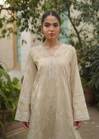 Naarj Moon Flower Cream Schiffli CO ORD Set Women 2pcs