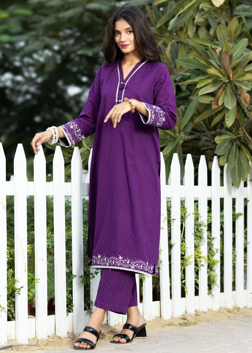 Stitching Cotton Women Embroidered Purple Women 2pcs