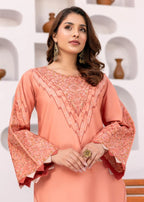 Mehryam Collection Peach Embroidered Poplin Suits Women 2pcs