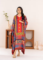 Stitch Vibes Crimson Elegance Kaftan Women 1pcs