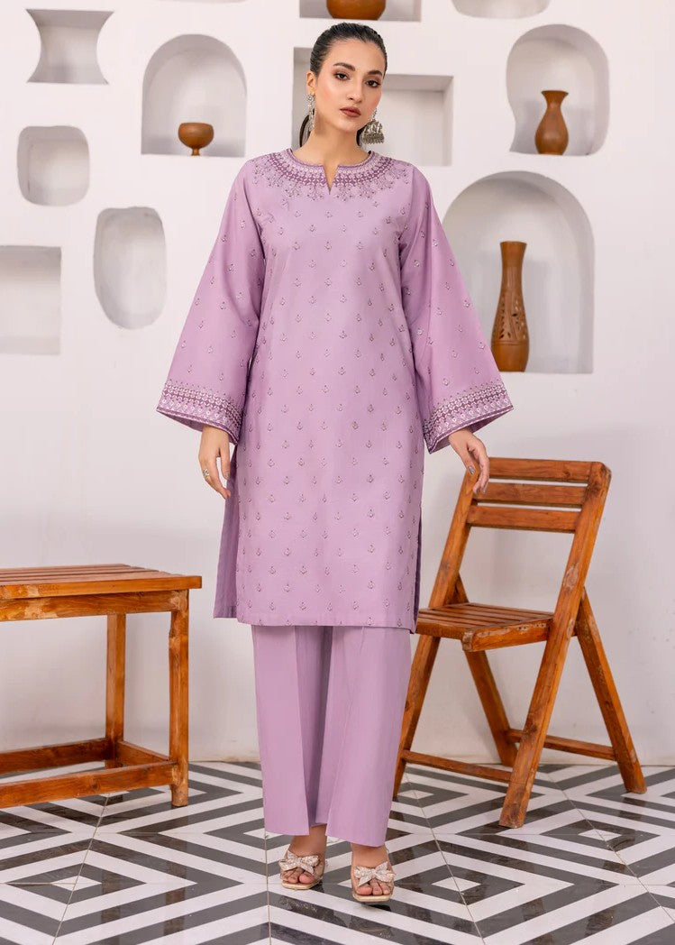 Mehryam Collection Lilac Embroidered Poplin Suit Women 2pcs