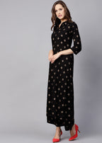 Zeekstore Black Gold Printed Co Ord Set Women 2pcs