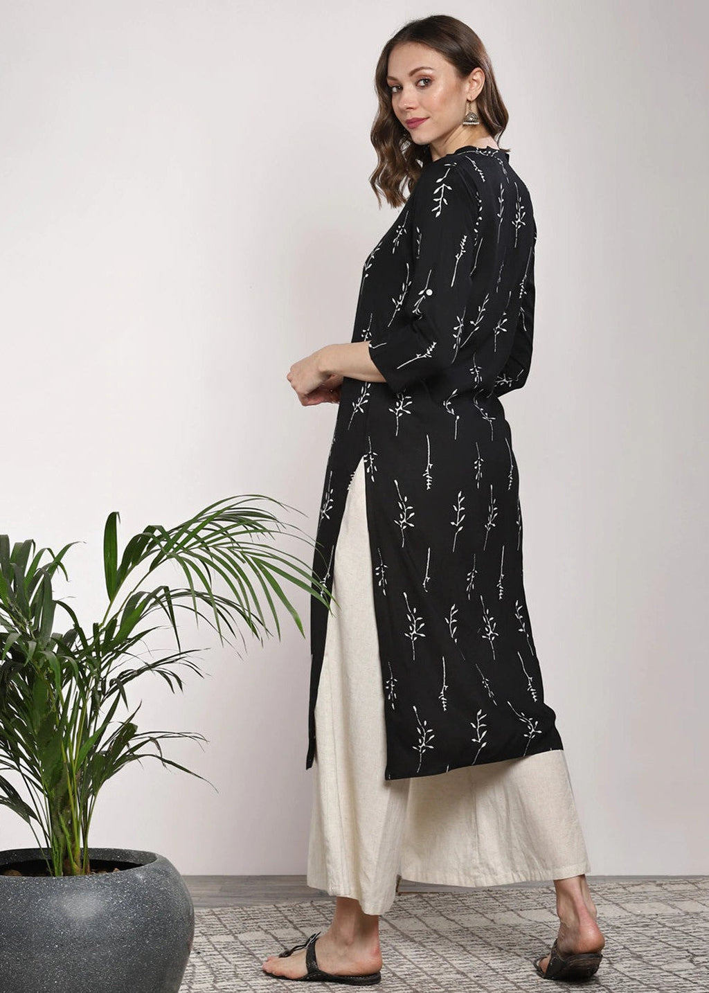 Zeekstore Black Printed Kurta Set Women 2pcs