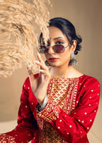 Zeekstore Maroon Polka Printed Kurta with Maroon Skirt Women 2pcs