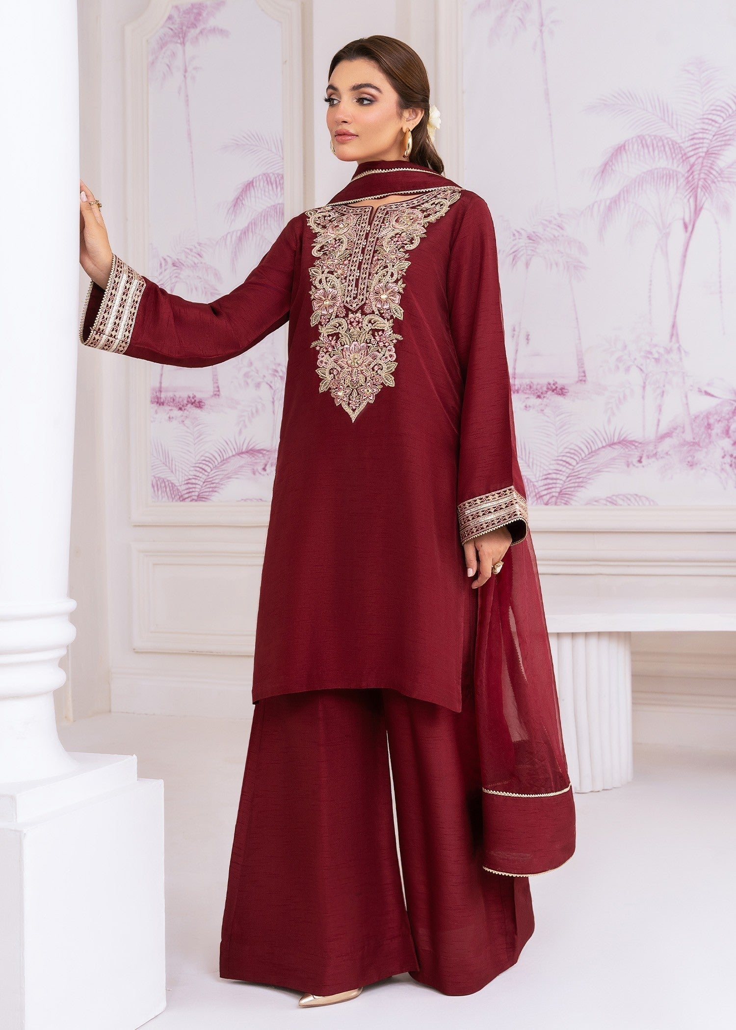 Rang-e-Haya Sophiara (Maroon) Women 3pcs