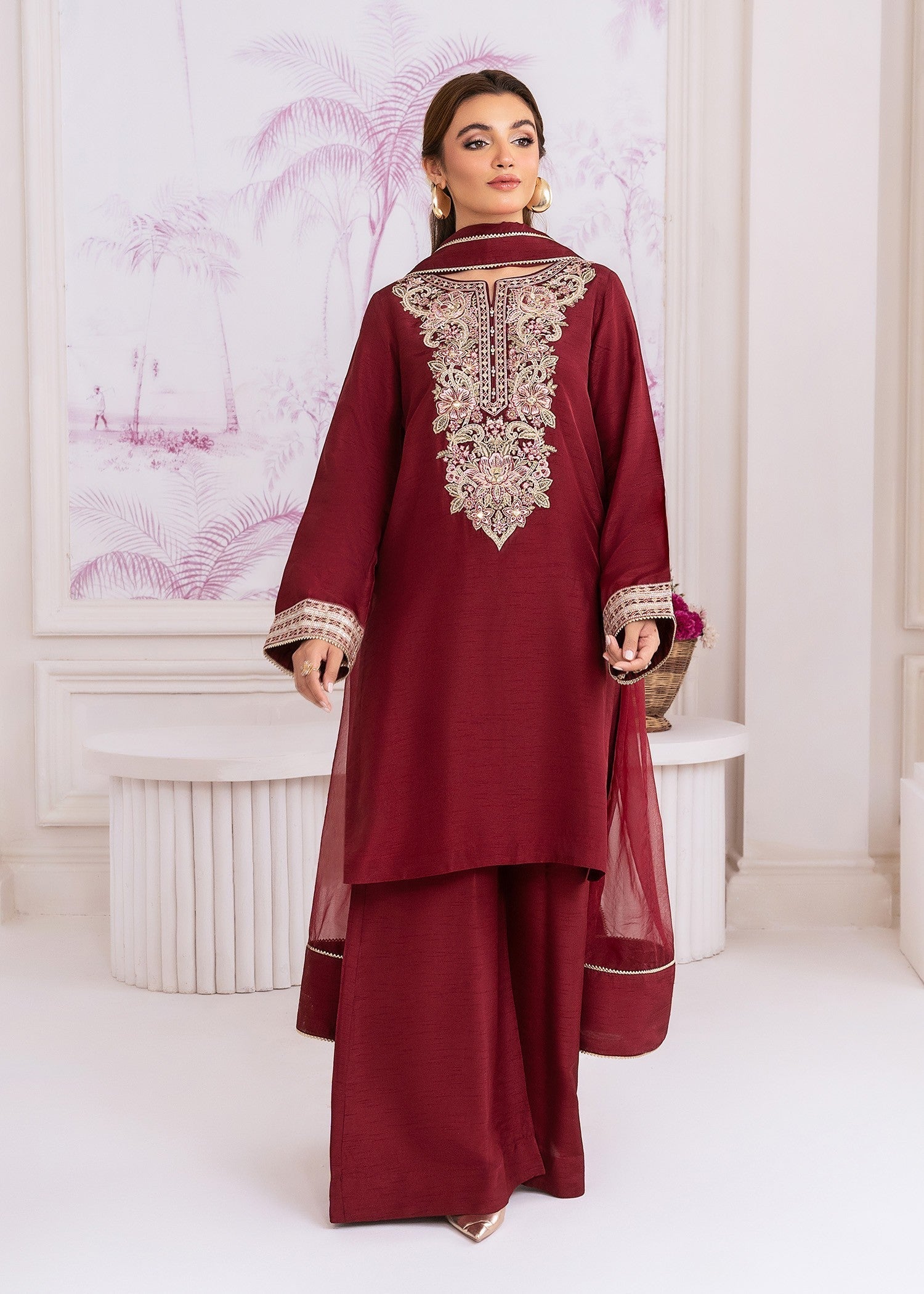 Rang-e-Haya Sophiara (Maroon) Women 3pcs