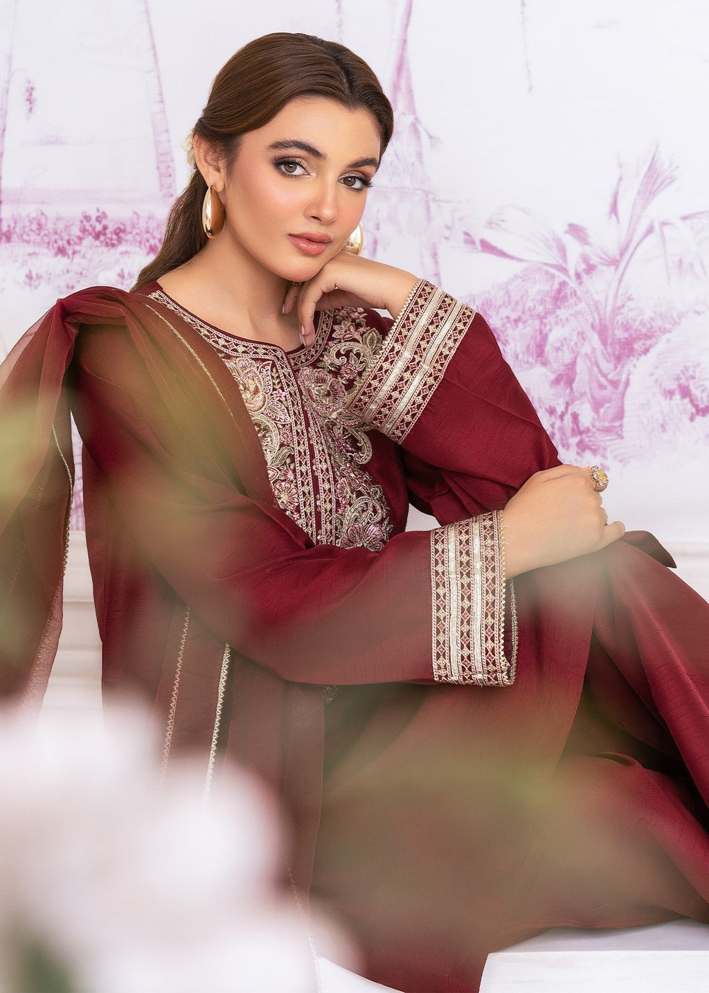 Rang-e-Haya Sophiara (Maroon) Women 3pcs