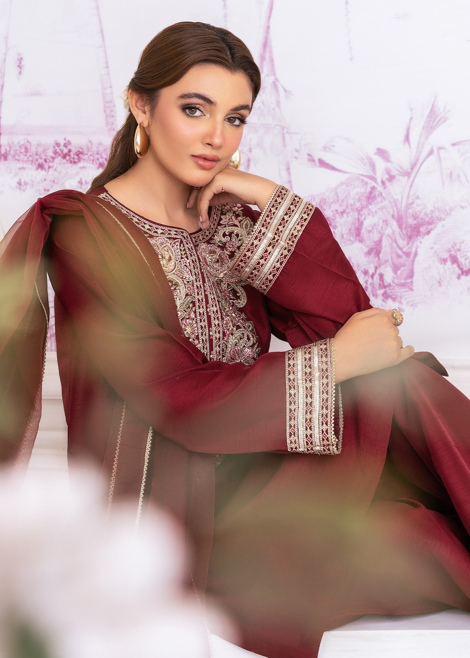 Rang-e-Haya Sophiara (Maroon) Women 3pcs