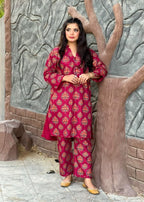 Gulposh Spade (Stiched ) Mehroon Women 2pcs