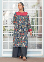 Urban Cut Blue Printed Shirt Women 1pcs