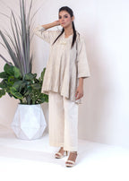 Urban Cut | Elegant Beige Striped Dress with Tassel Details for a Chic Look Women 1pcs