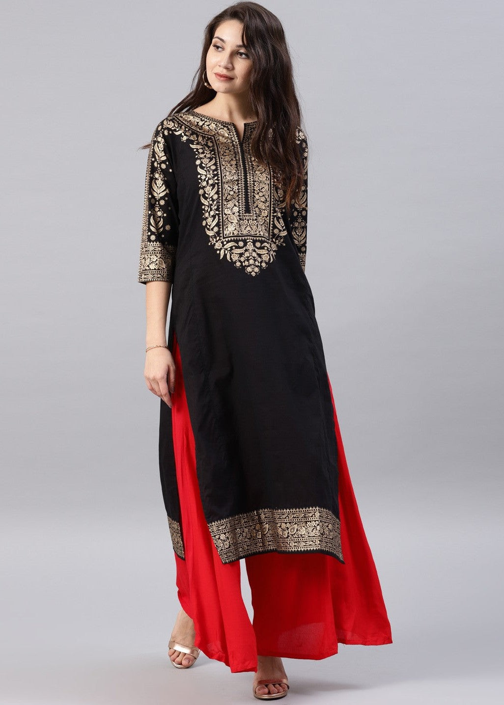 Zeekstore Black printed kurta Only Women 1pcs