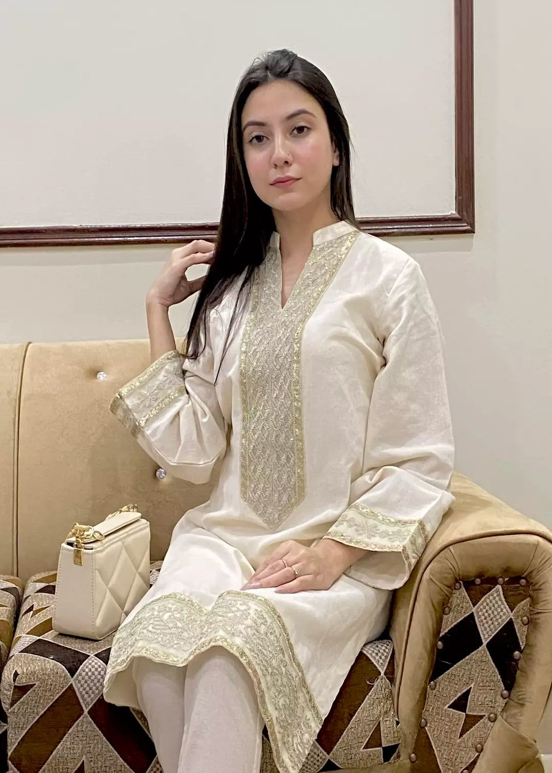 Urban Cut Set | 100% Pure Cotton | Intricate Zari and sequence embroidery Collar neck Women 2pcs