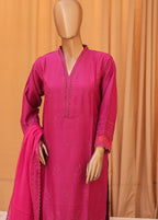 Suntex Fabrics Pink Chikan Kaari Emb Women 3pcs