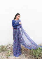 Ripret BLUE CHUNRI SAREE Women 3pcs