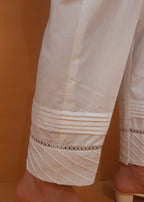 Zardi Laces embellished Cotton Trouser White PT30 Women 1pcs