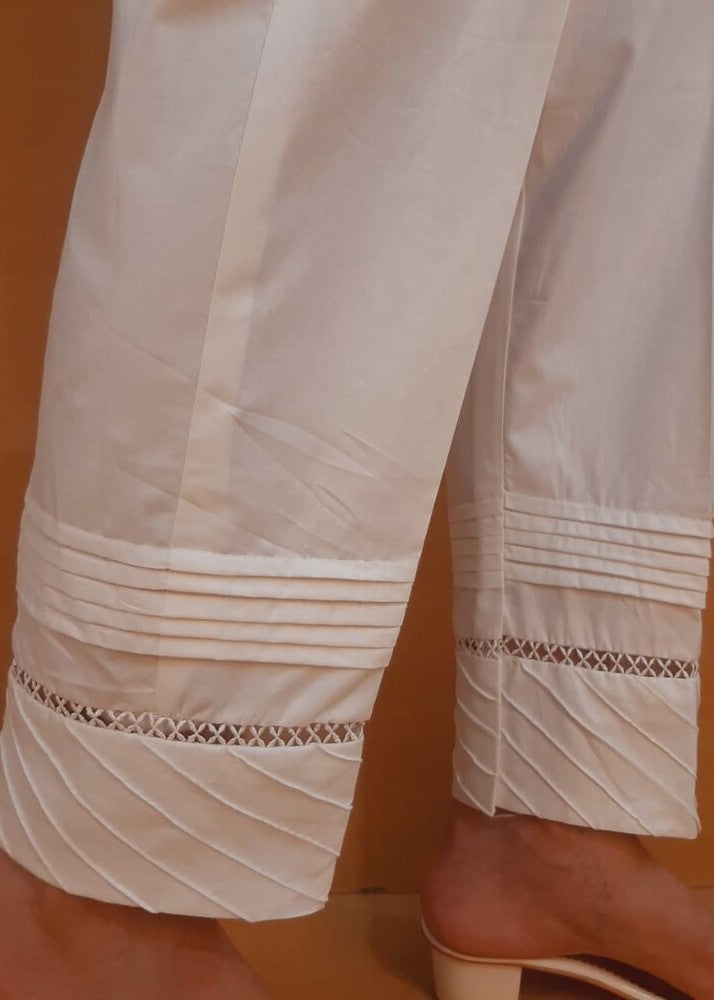Zardi Laces embellished Cotton Trouser White PT30 Women 1pcs