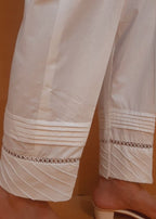 Zardi Laces embellished Cotton Trouser White PT30 Women 1pcs