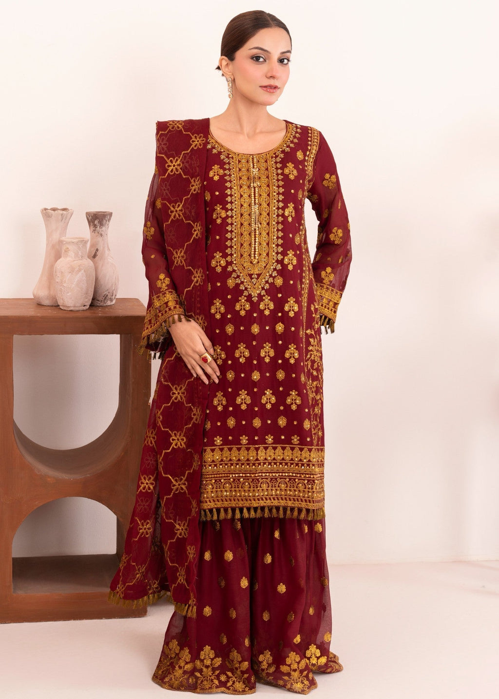 Four Season Boutique ZARI MAROON Women 3pcs