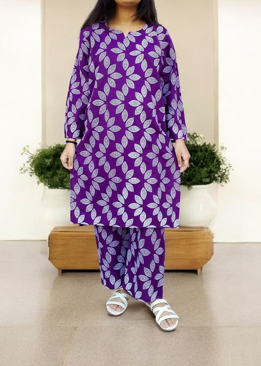 Gulposh Happy Dot (Stitched ) Purple Women 2pcs