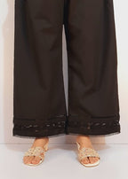 Zardi Laces Embellished Cotton Palazzo Black PT36 Women 1pcs