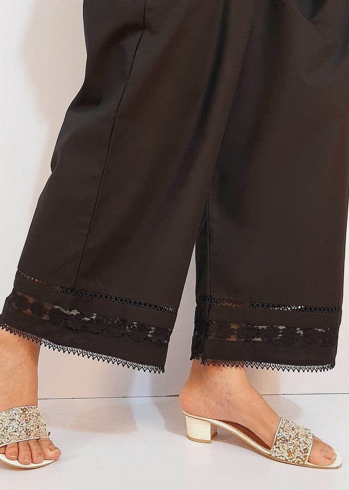 Zardi Laces Embellished Cotton Palazzo Black PT36 Women 1pcs