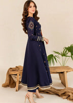 The Turkish Wear Zakia Blue Frock Set Women 2pcs