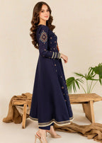 The Turkish Wear Zakia Blue Frock Set Women 2pcs