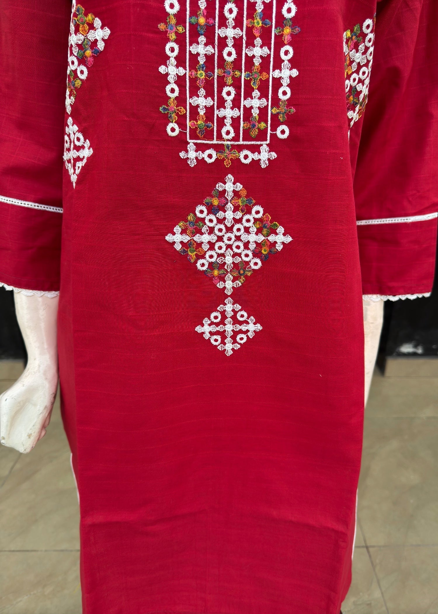 Noir Embroidered Stitched Red 52 Women 3pcs