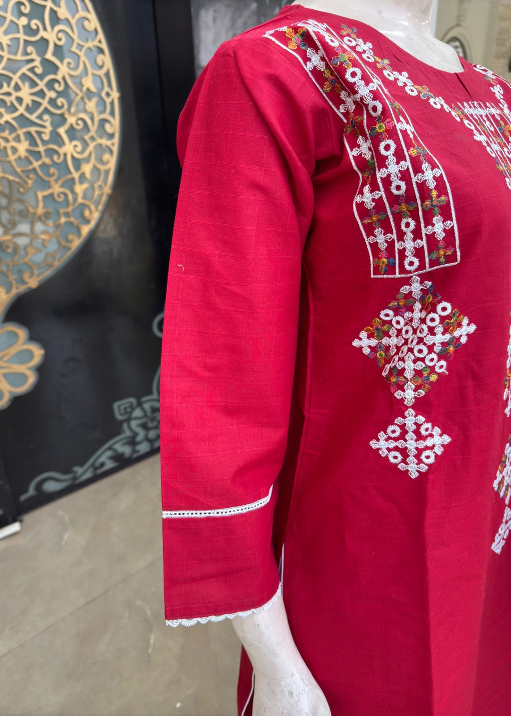 Noir Embroidered Stitched Red 52 Women 3pcs