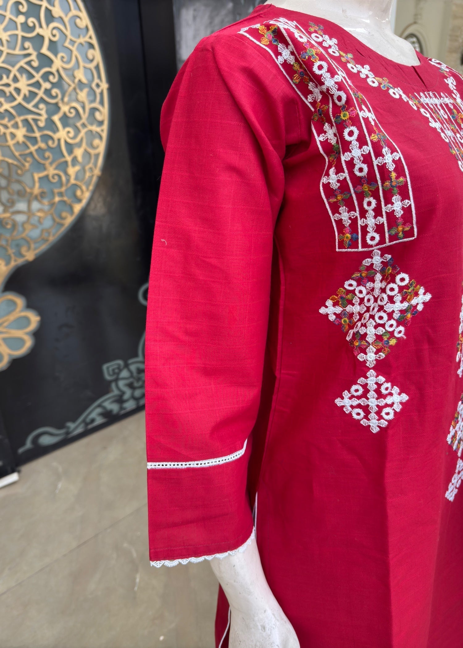 Noir Embroidered Stitched Red 52 Women 3pcs