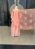 Noir Organza Stitched Peach Women 3pcs
