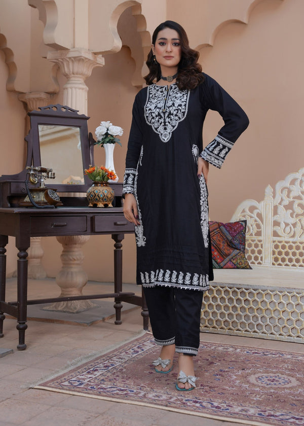Azhar & Farukh ETHNC LINEN BLACK 35 Women 2pcs