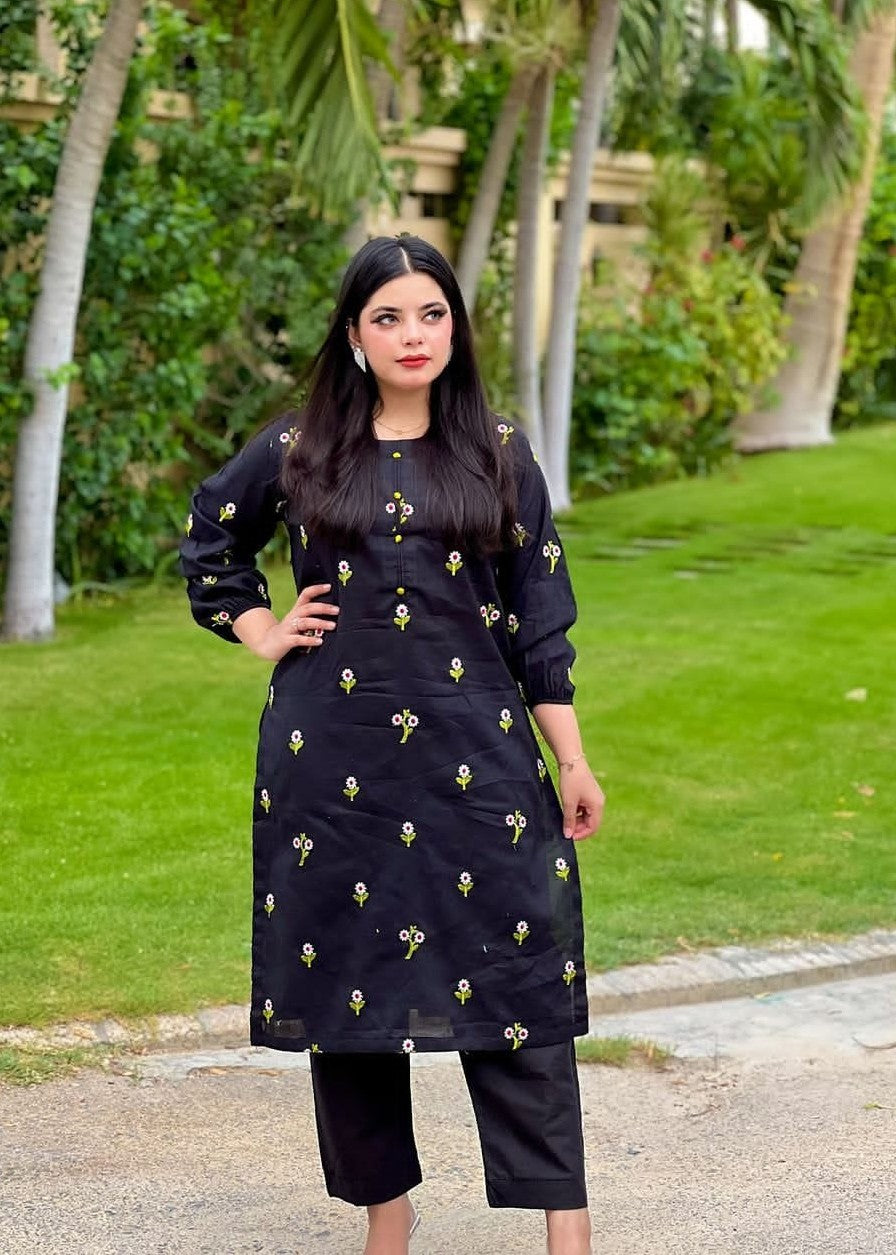 Gulposh Floral Delight (Stitched ) Black Women 2pcs
